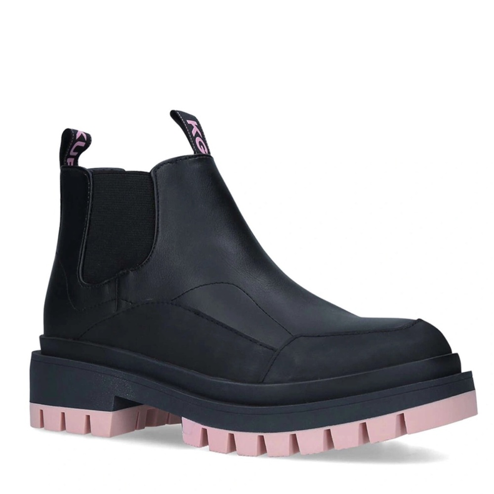 KG Kurt Geiger Vegan Tracker Black Pink Chelsea Slip On Boots